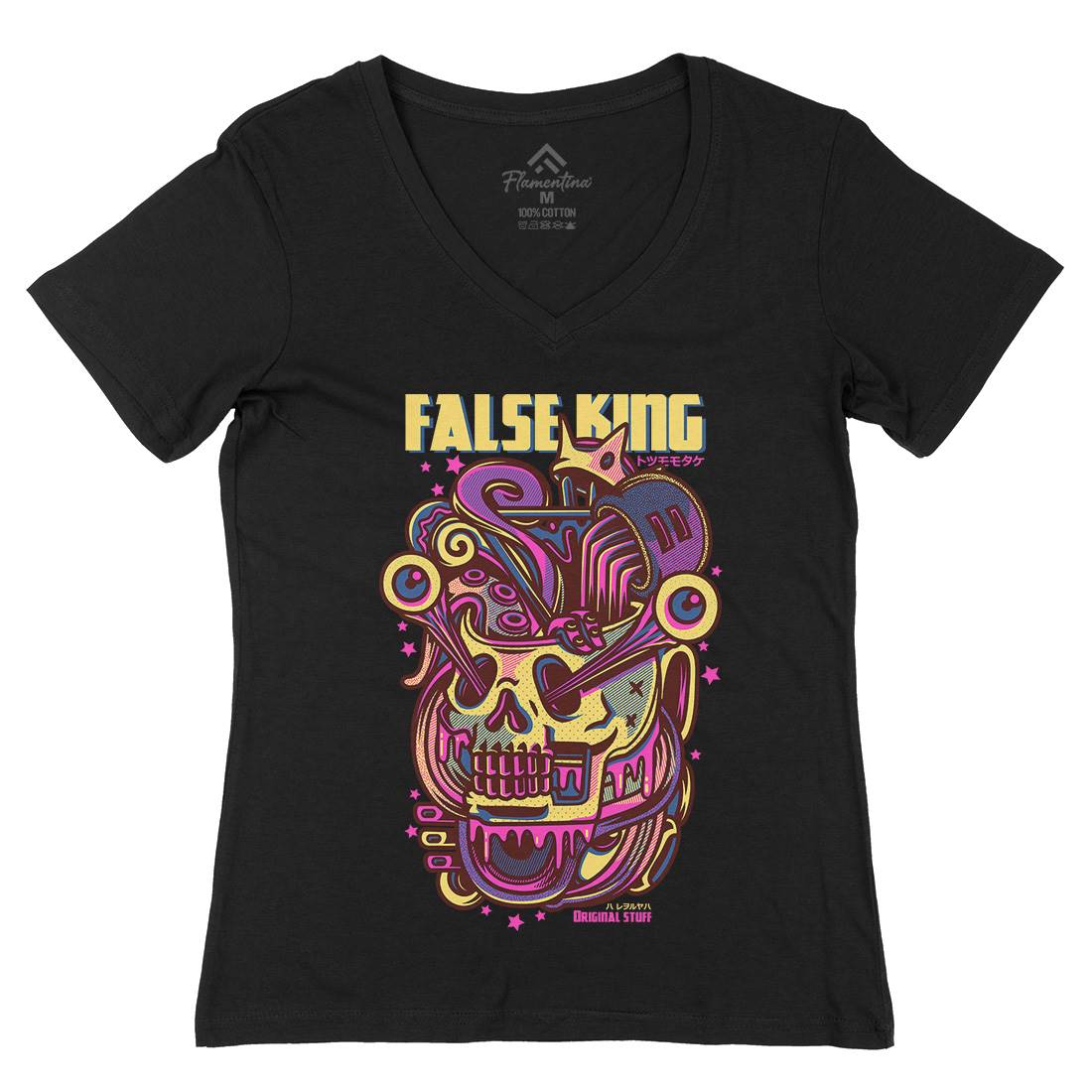 False King Womens Organic V-Neck T-Shirt Horror D771