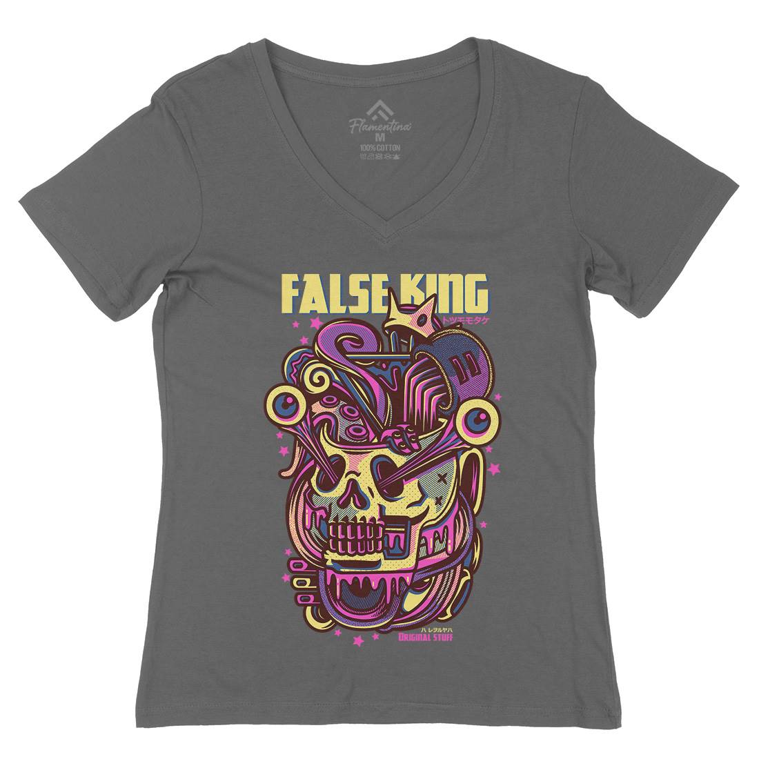 False King Womens Organic V-Neck T-Shirt Horror D771
