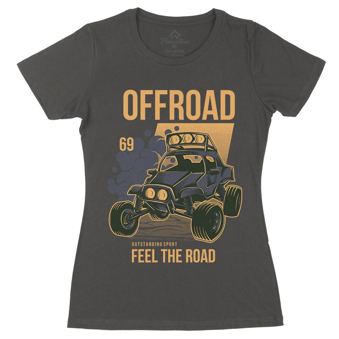 Feel The Road Womens Organic Crew Neck T-Shirt Cars D772