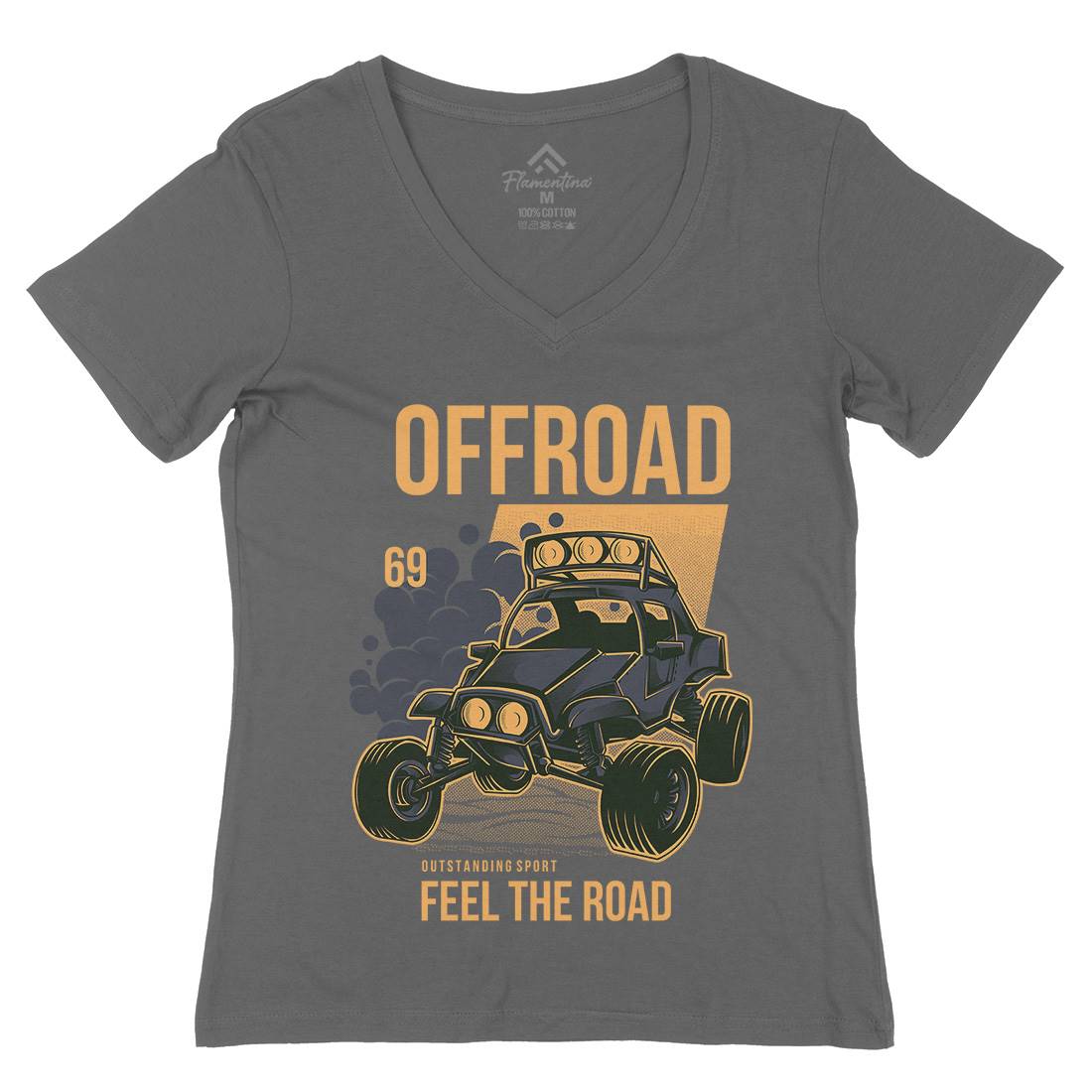 Feel The Road Womens Organic V-Neck T-Shirt Cars D772
