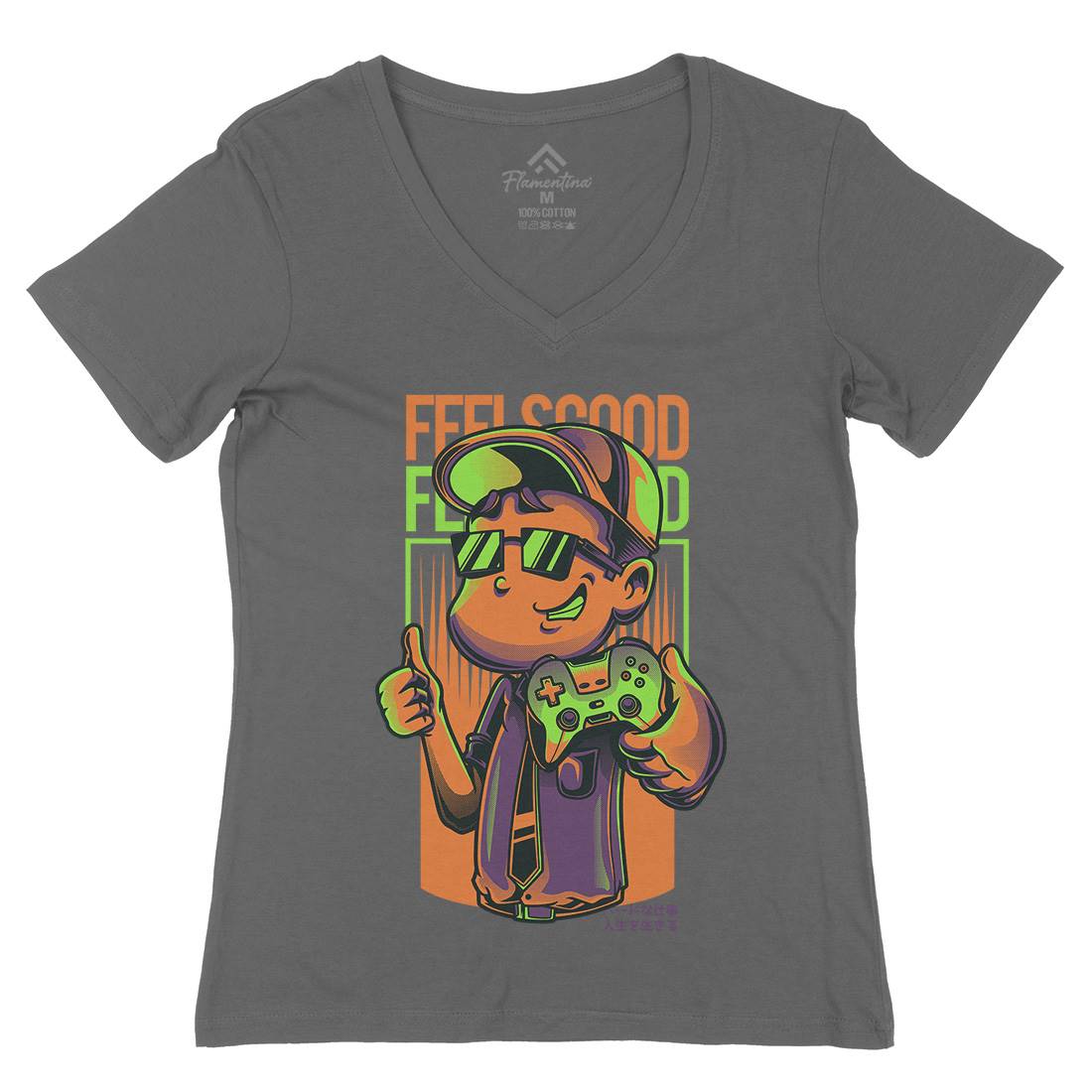 Feels Good Womens Organic V-Neck T-Shirt Geek D773