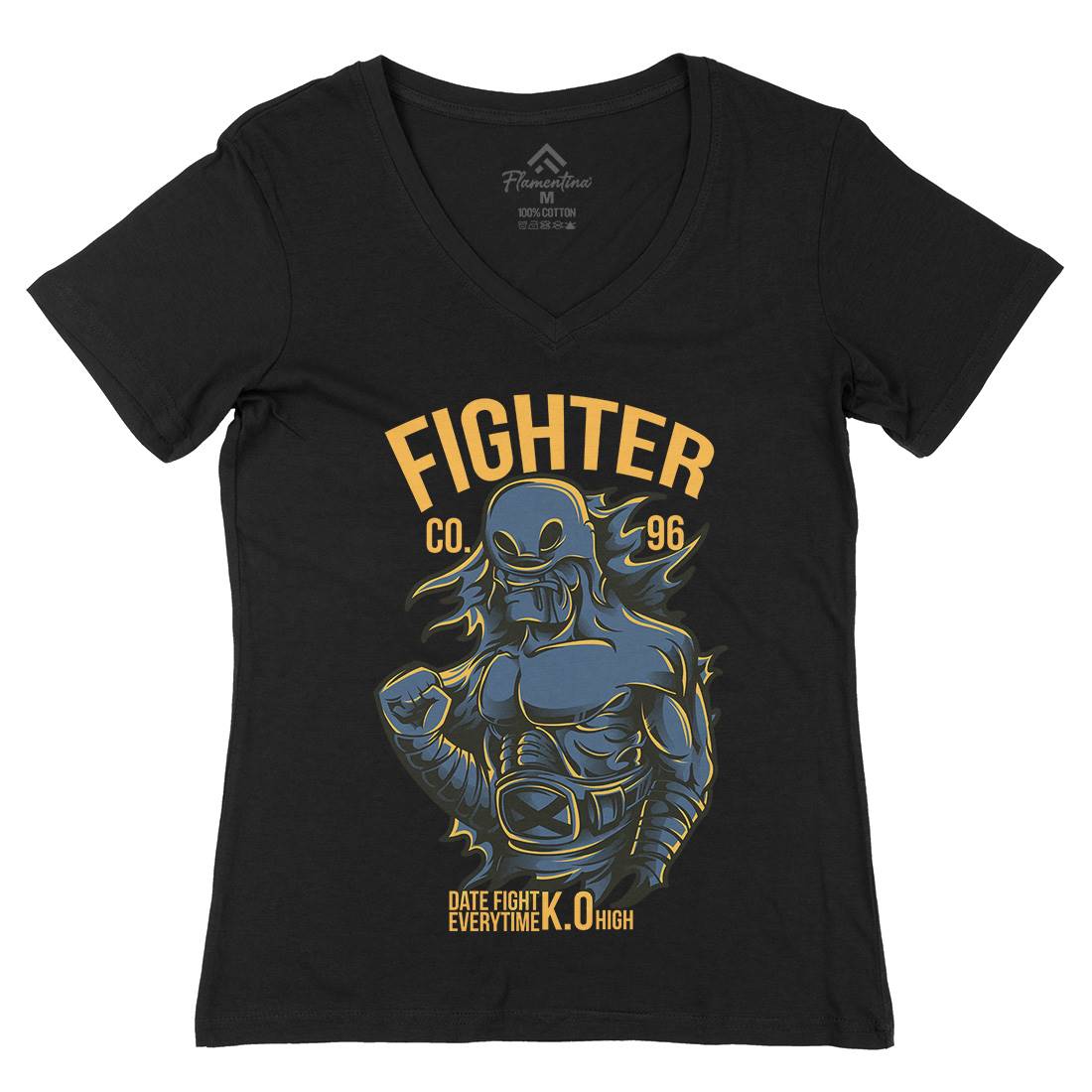 Fighter Womens Organic V-Neck T-Shirt Warriors D774