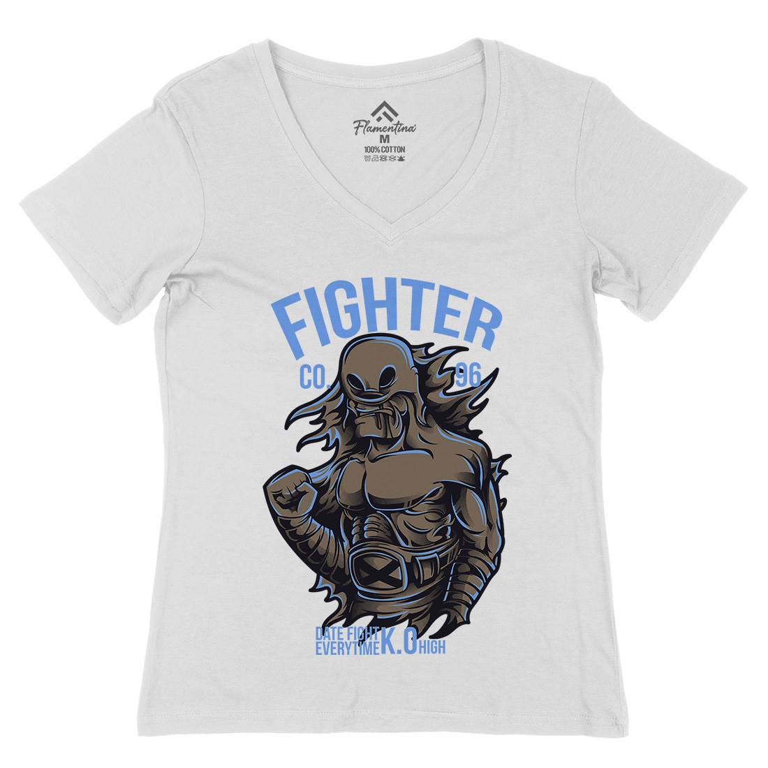 Fighter Womens Organic V-Neck T-Shirt Warriors D774