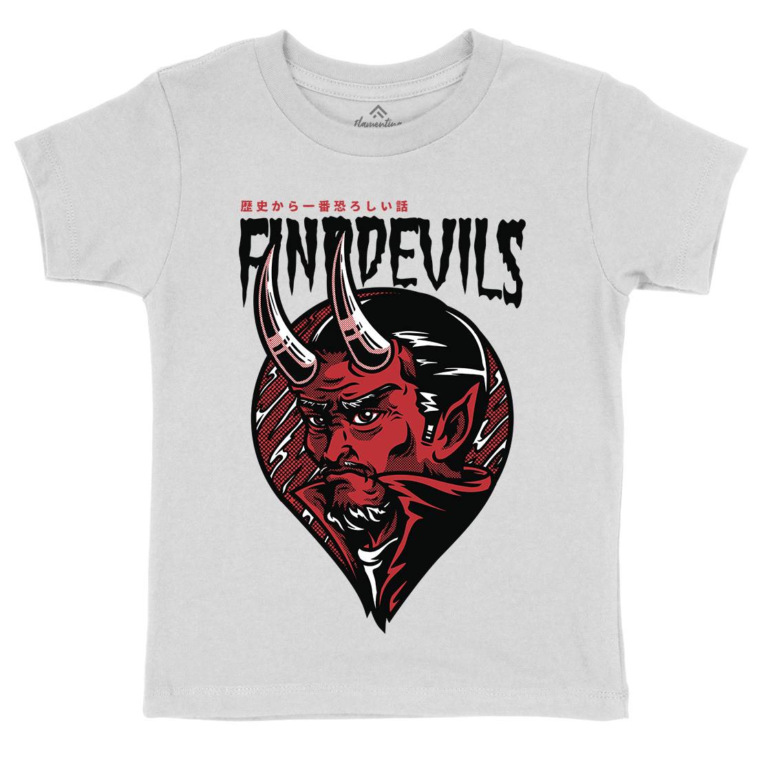 Find Devils Kids Organic Crew Neck T-Shirt Horror D775