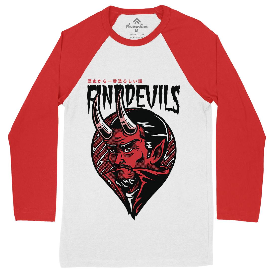 Find Devils Mens Long Sleeve Baseball T-Shirt Horror D775