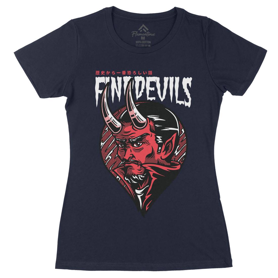 Find Devils Womens Organic Crew Neck T-Shirt Horror D775