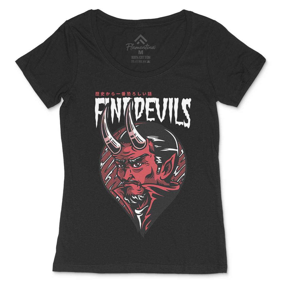 Find Devils Womens Scoop Neck T-Shirt Horror D775