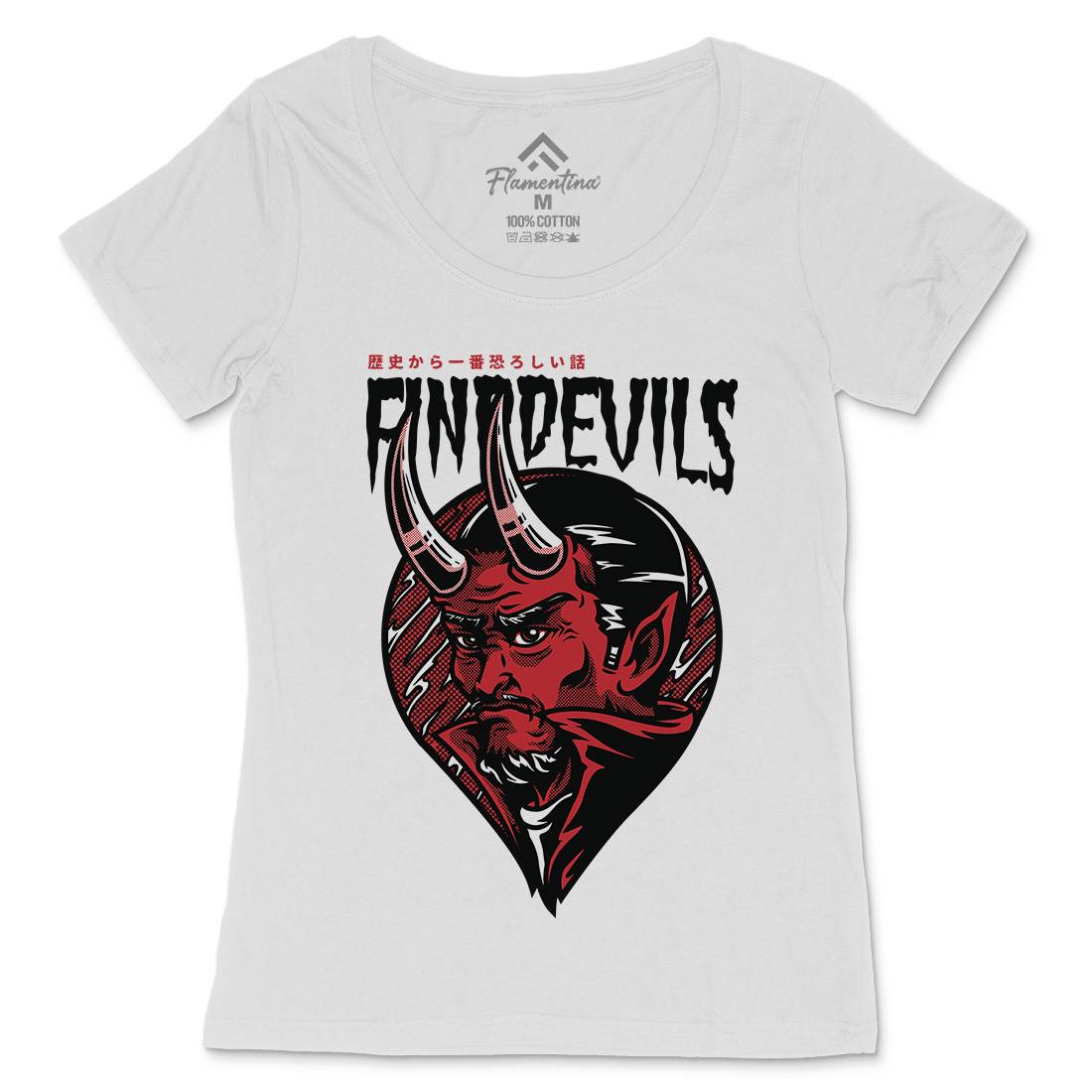 Find Devils Womens Scoop Neck T-Shirt Horror D775