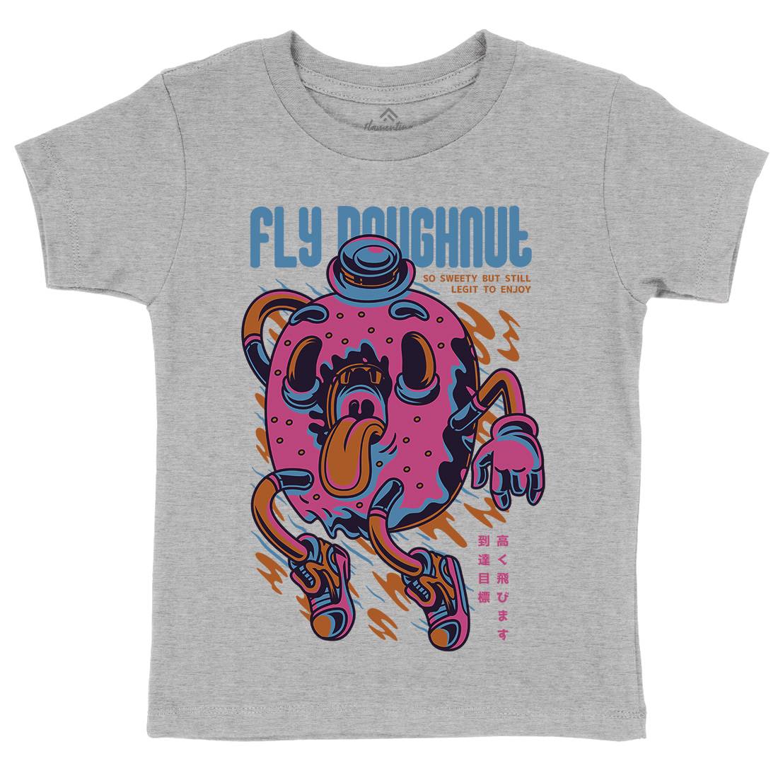 Fly Doughnut Kids Crew Neck T-Shirt Food D777