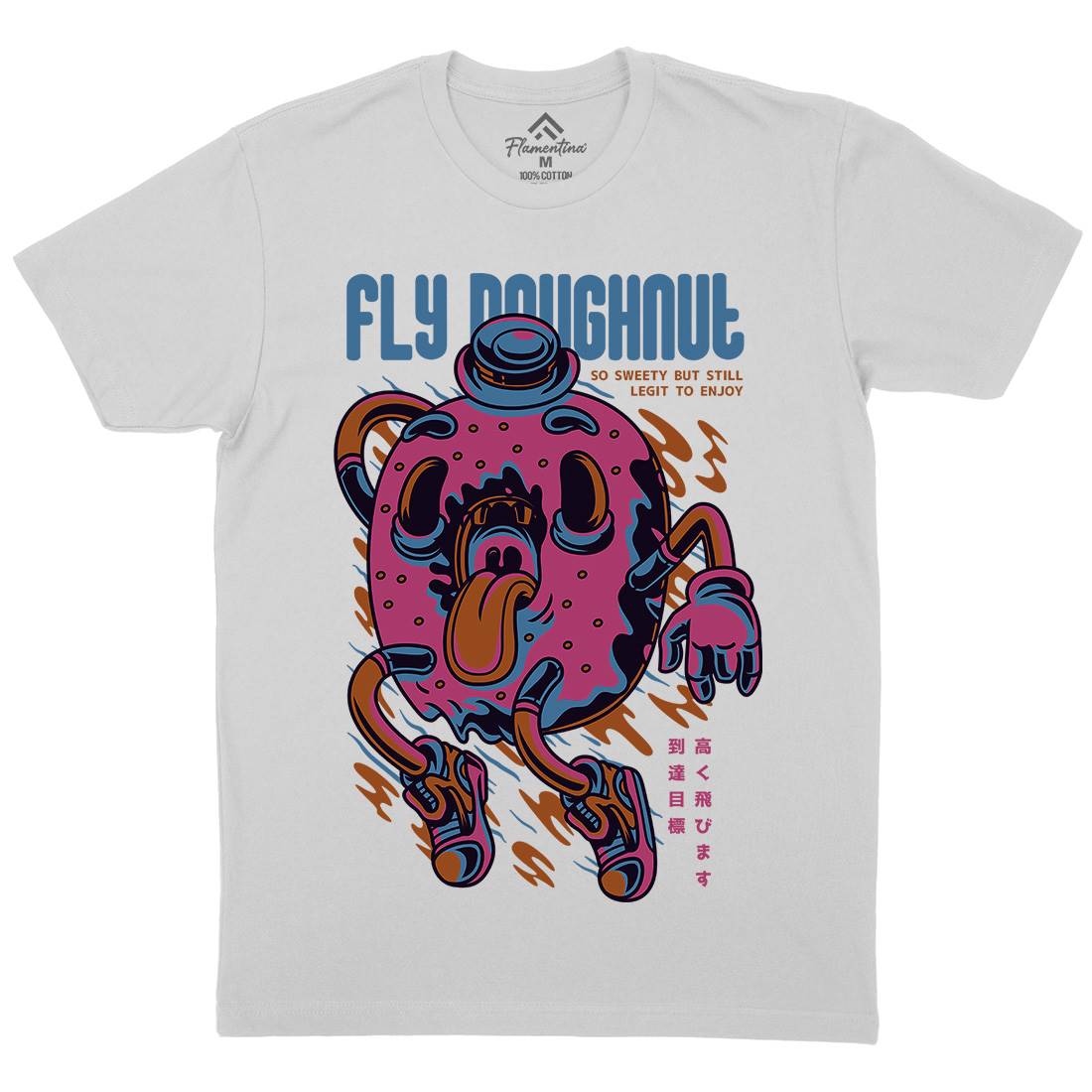 Fly Doughnut Mens Crew Neck T-Shirt Food D777