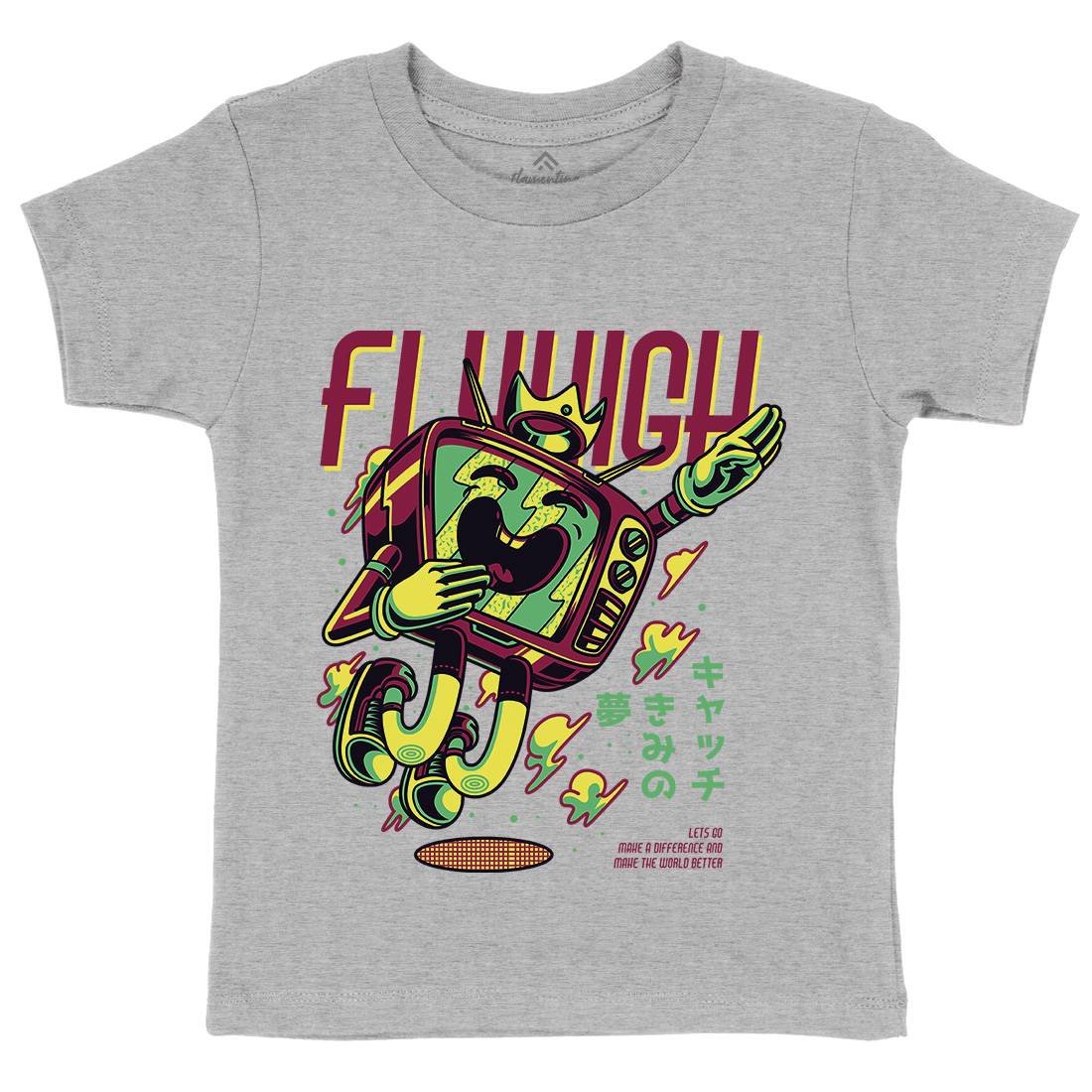 Fly High Kids Organic Crew Neck T-Shirt Media D778