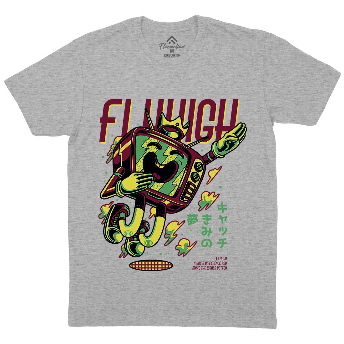 Fly High Mens Organic Crew Neck T-Shirt Media D778