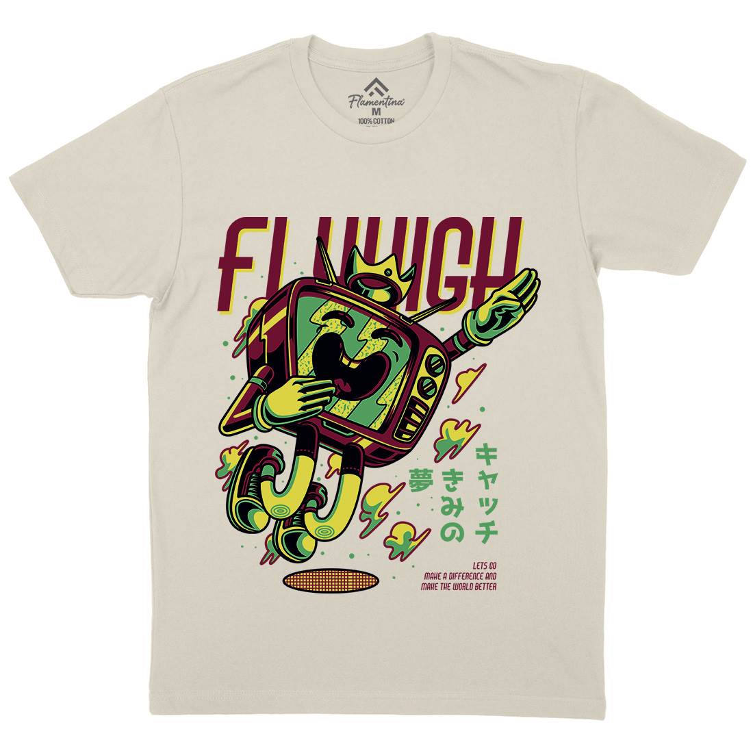 Fly High Mens Organic Crew Neck T-Shirt Media D778