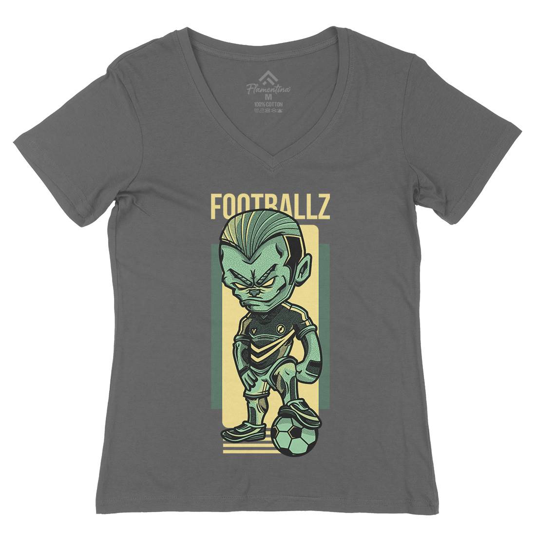Football Womens Organic V-Neck T-Shirt Sport D779