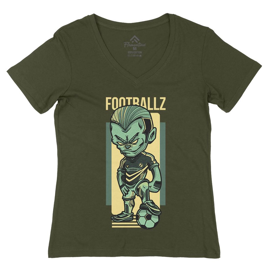 Football Womens Organic V-Neck T-Shirt Sport D779