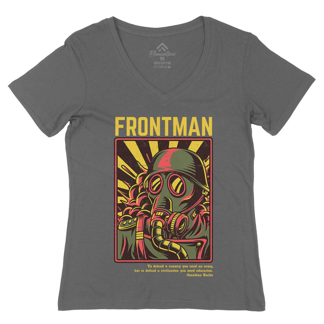 Frontman Womens Organic V-Neck T-Shirt Army D781