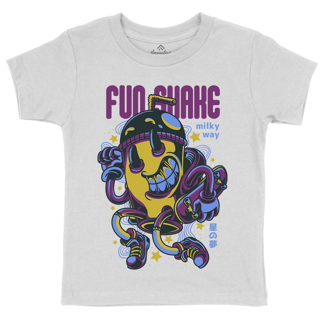 Fun Shake Kids Organic Crew Neck T-Shirt Drinks D782