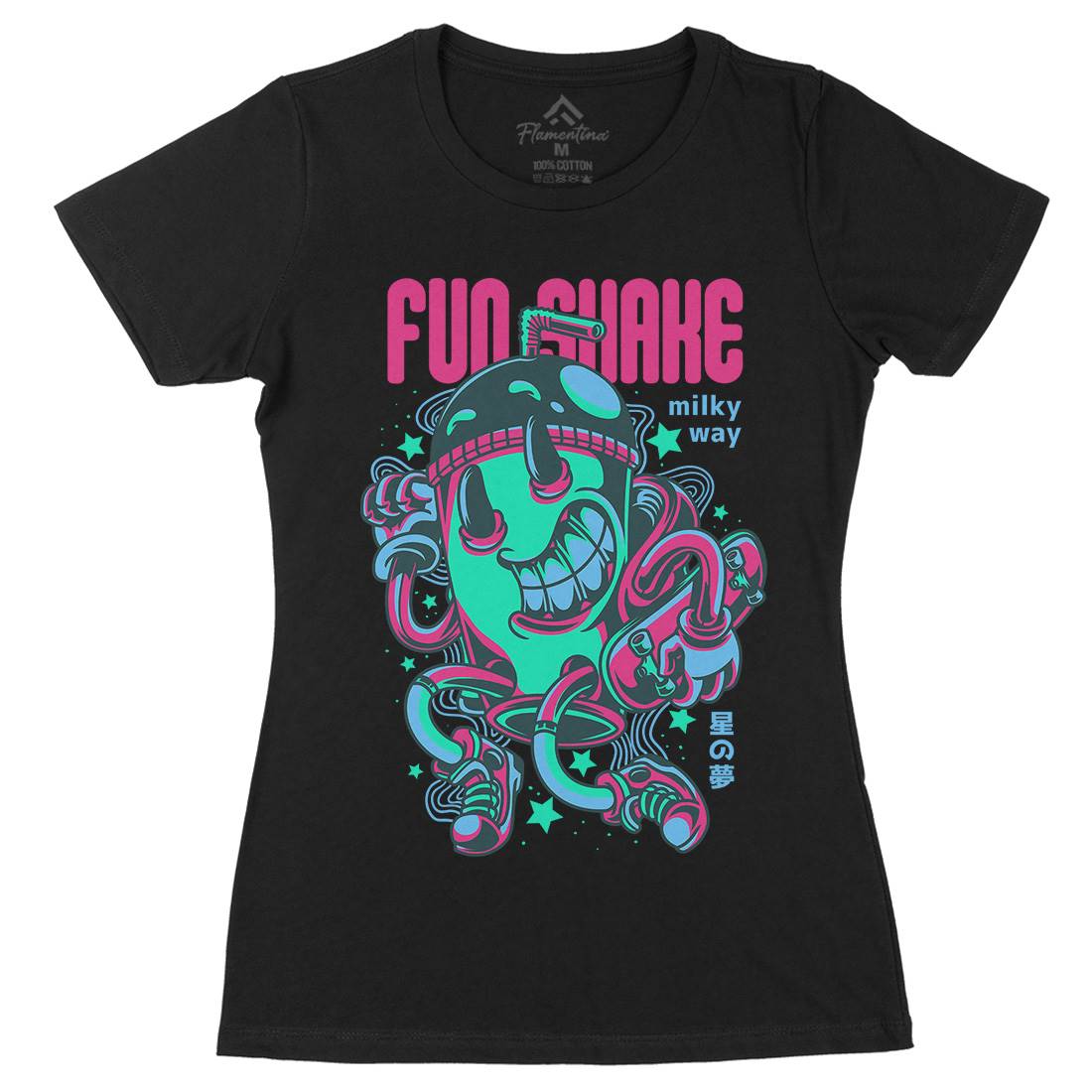Fun Shake Womens Organic Crew Neck T-Shirt Drinks D782