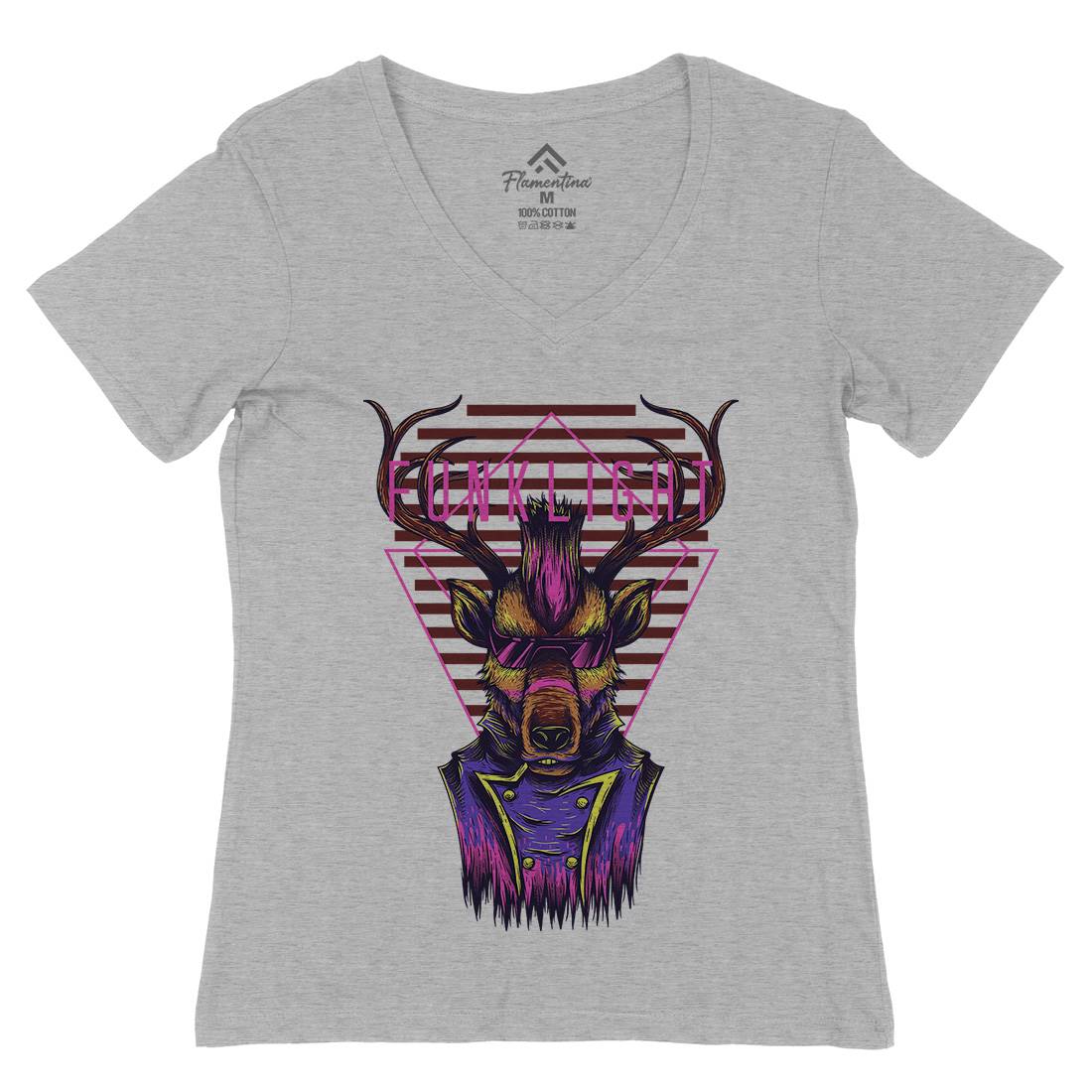 Funk Light Womens Organic V-Neck T-Shirt Animals D783