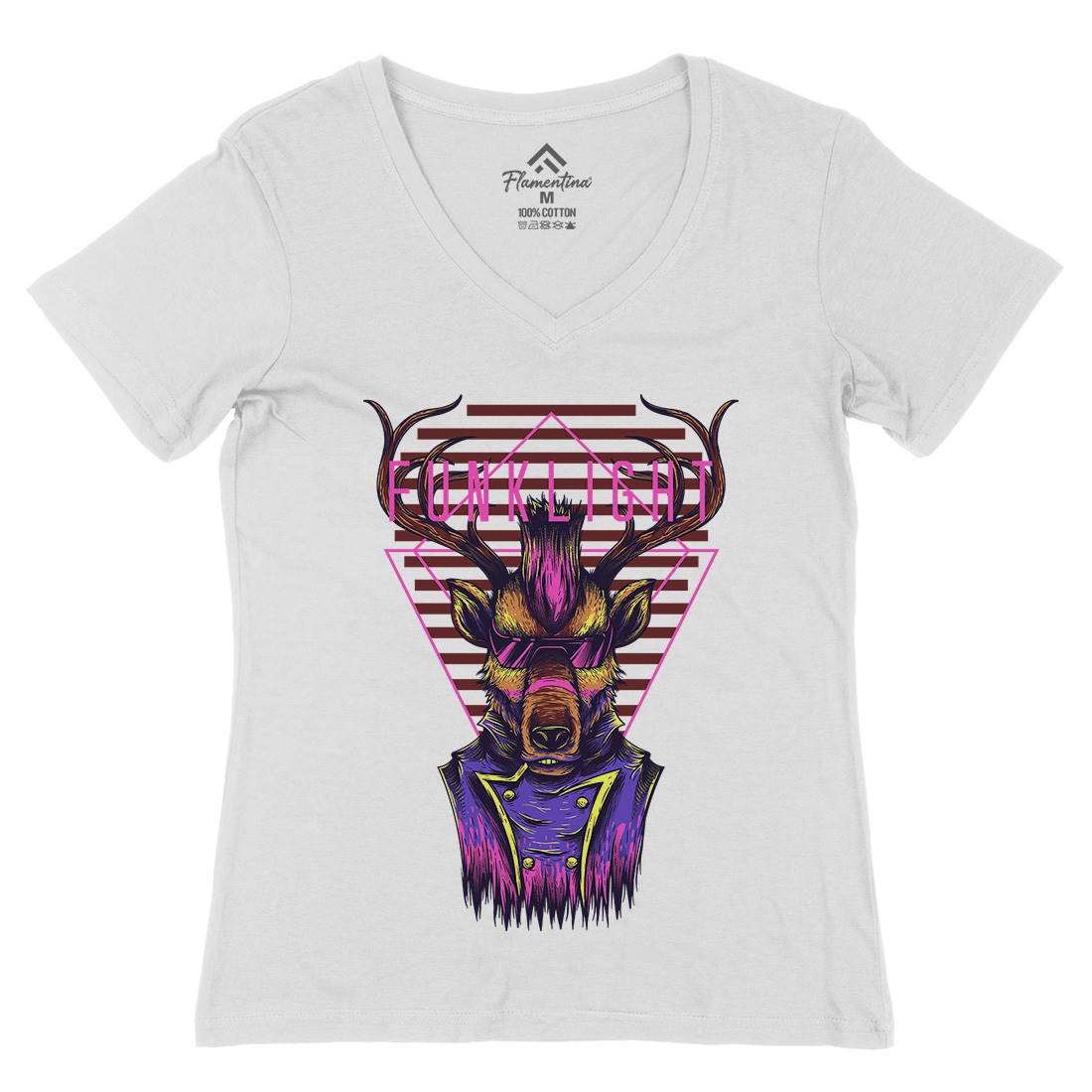 Funk Light Womens Organic V-Neck T-Shirt Animals D783