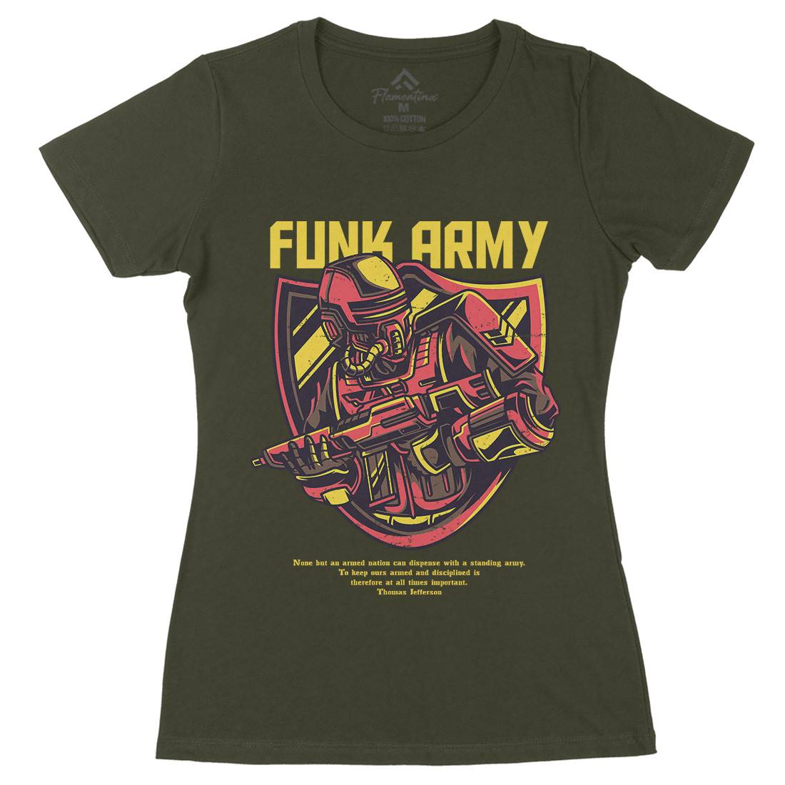 Funk Womens Organic Crew Neck T-Shirt Army D784