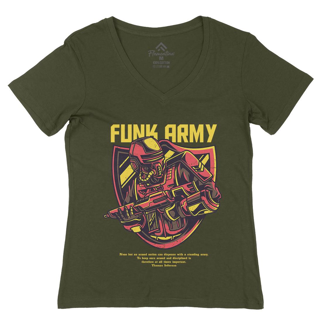 Funk Womens Organic V-Neck T-Shirt Army D784