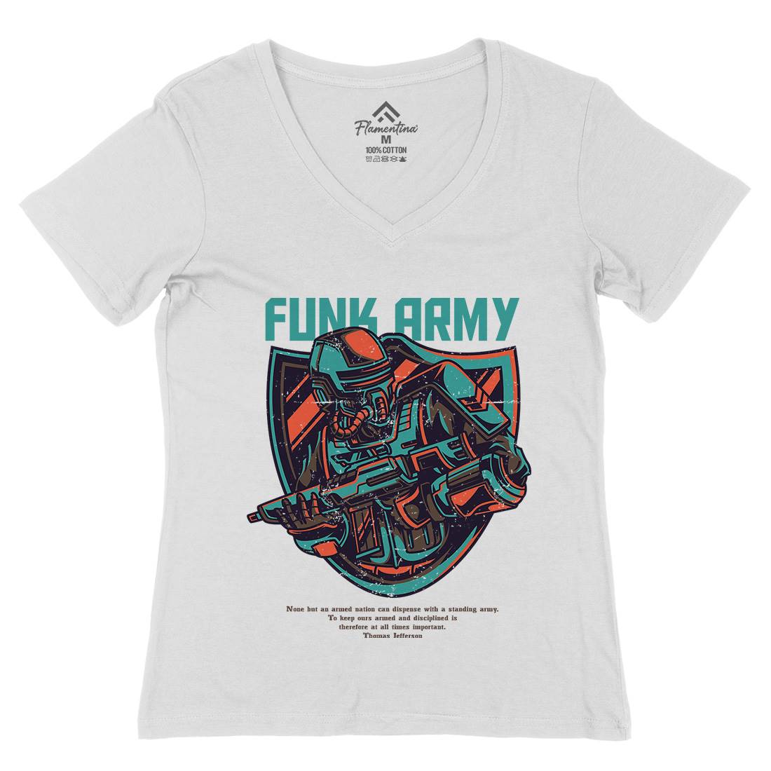 Funk Womens Organic V-Neck T-Shirt Army D784