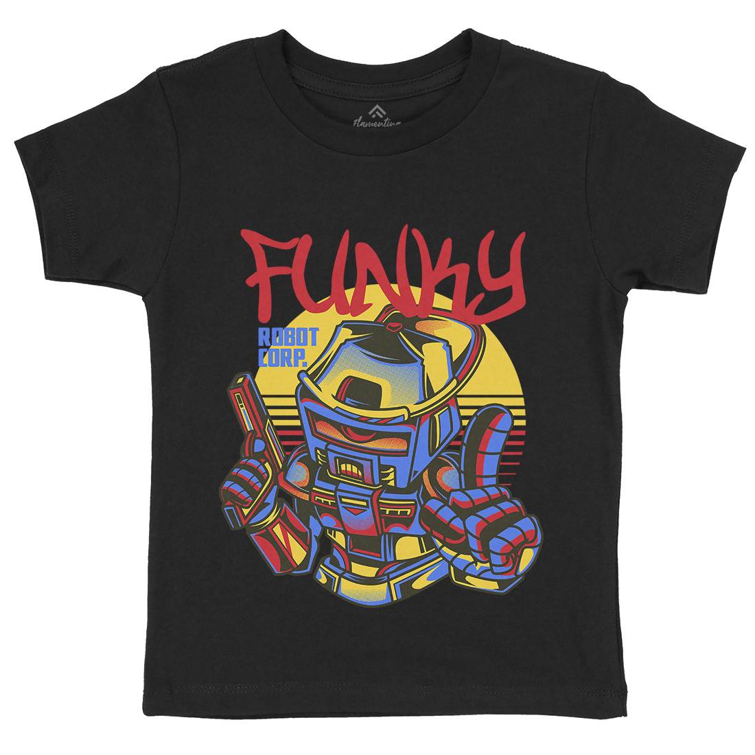 Funky Robot Kids Organic Crew Neck T-Shirt Space D785