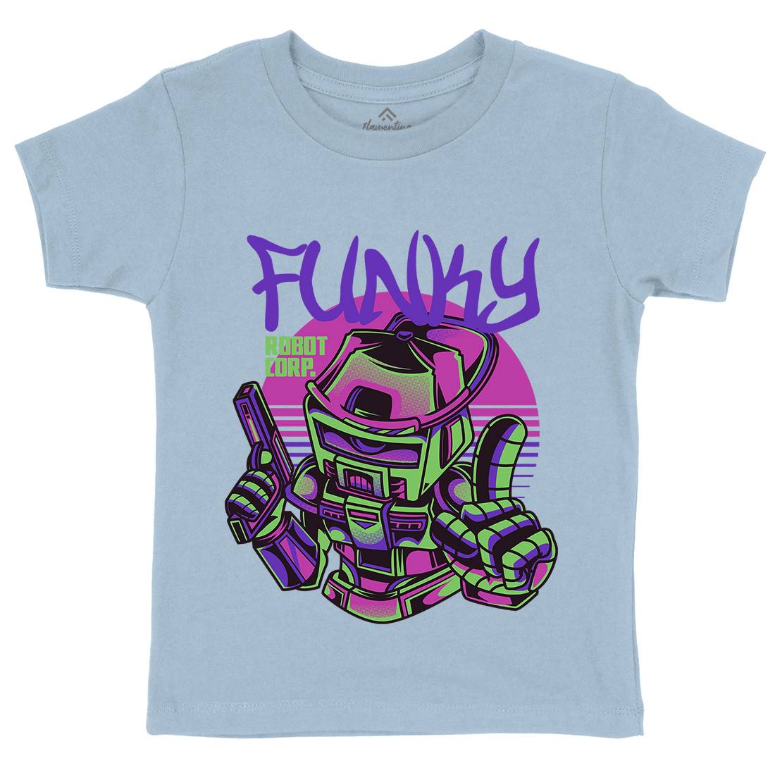 Funky Robot Kids Crew Neck T-Shirt Space D785