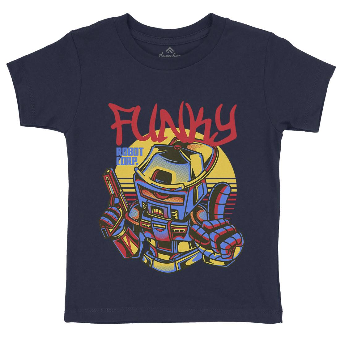 Funky Robot Kids Crew Neck T-Shirt Space D785