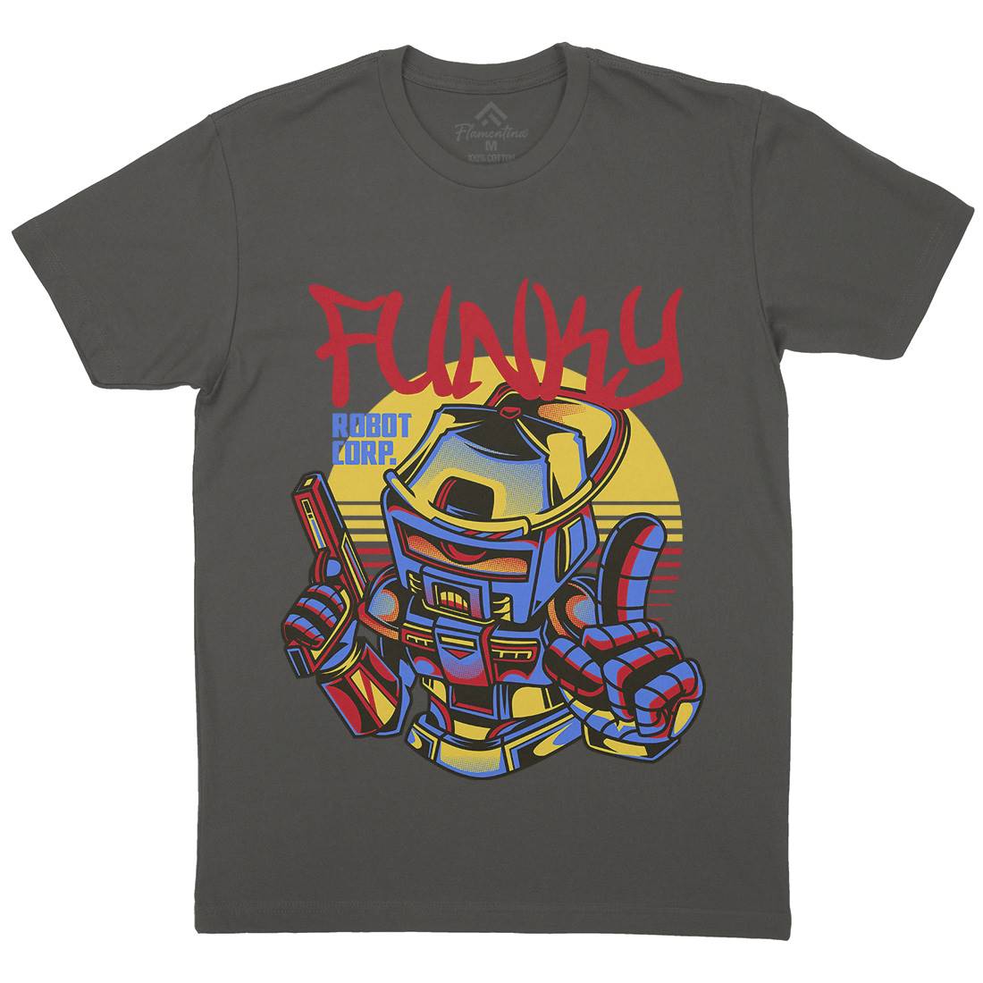 Funky Robot Mens Crew Neck T-Shirt Space D785