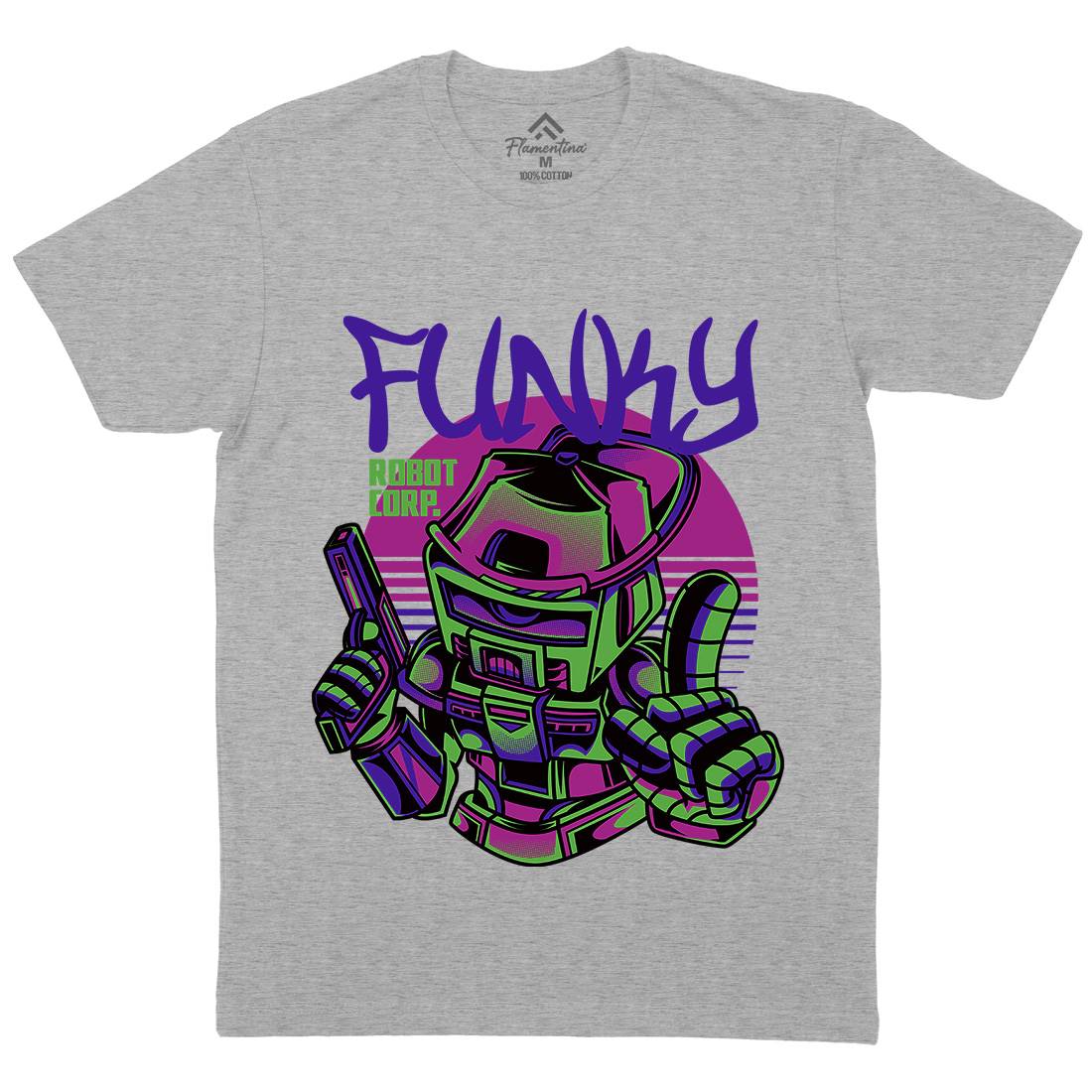 Funky Robot Mens Crew Neck T-Shirt Space D785