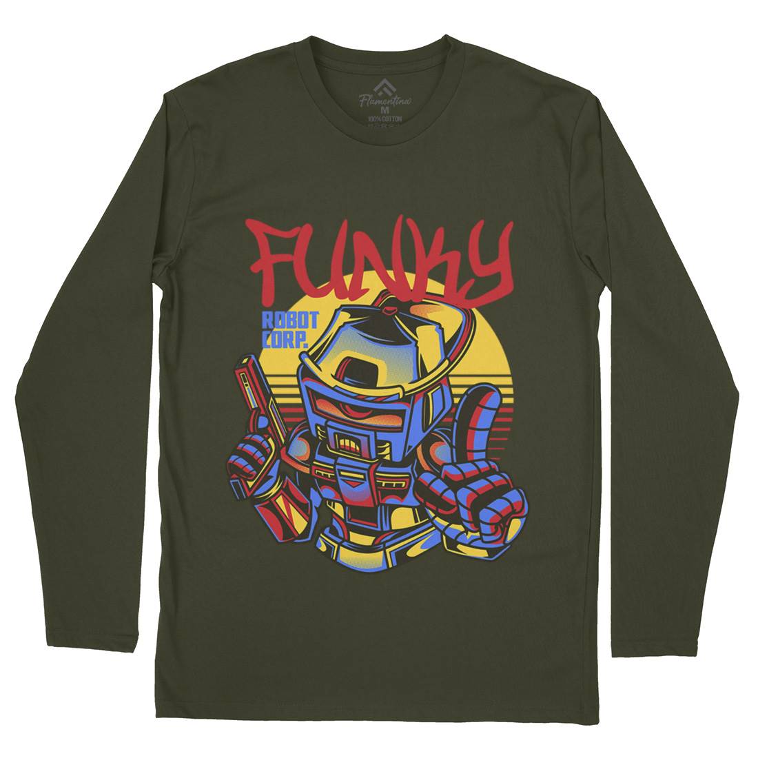 Funky Robot Mens Long Sleeve T-Shirt Space D785
