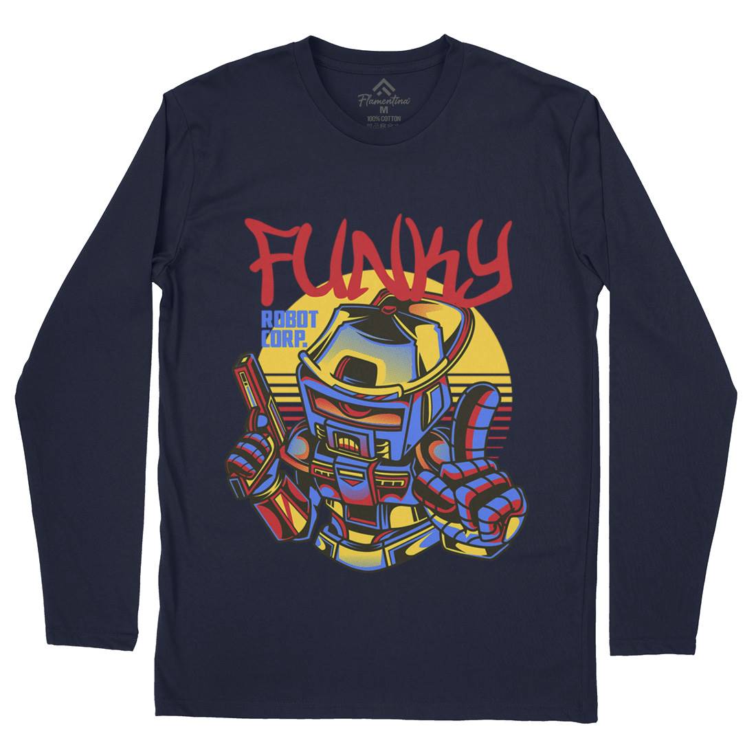 Funky Robot Mens Long Sleeve T-Shirt Space D785