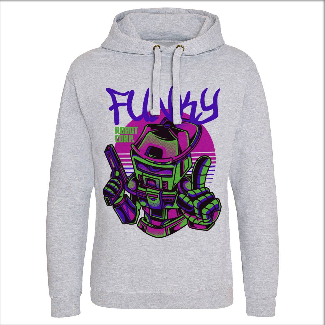Funky Robot Mens Hoodie Without Pocket Space D785