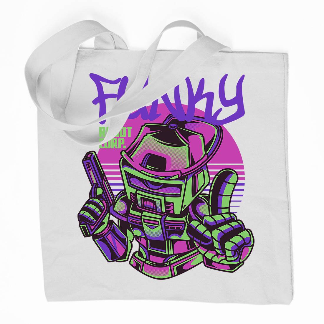 Funky Robot Organic Premium Cotton Tote Bag Space D785