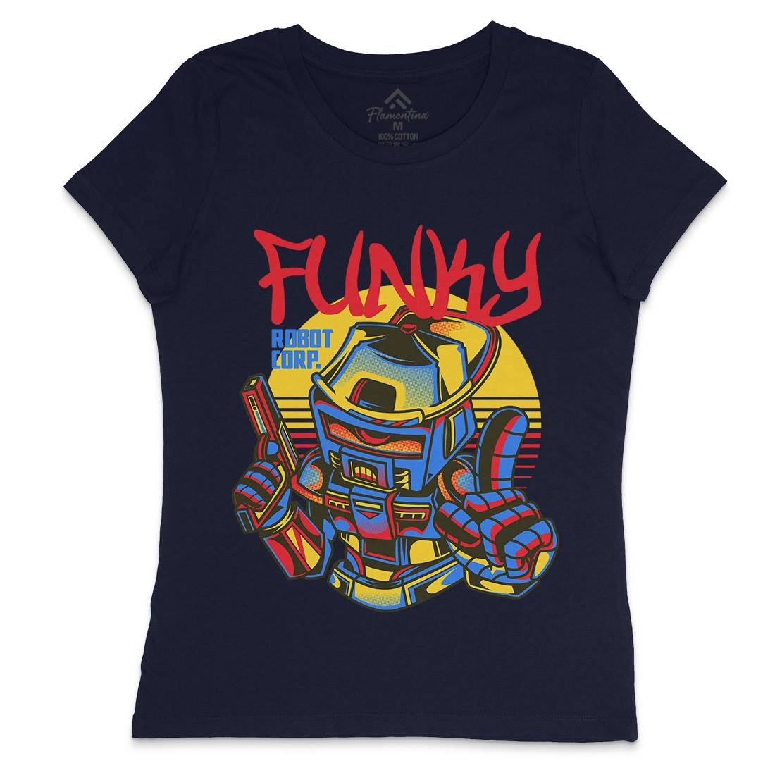 Funky Robot Womens Crew Neck T-Shirt Space D785