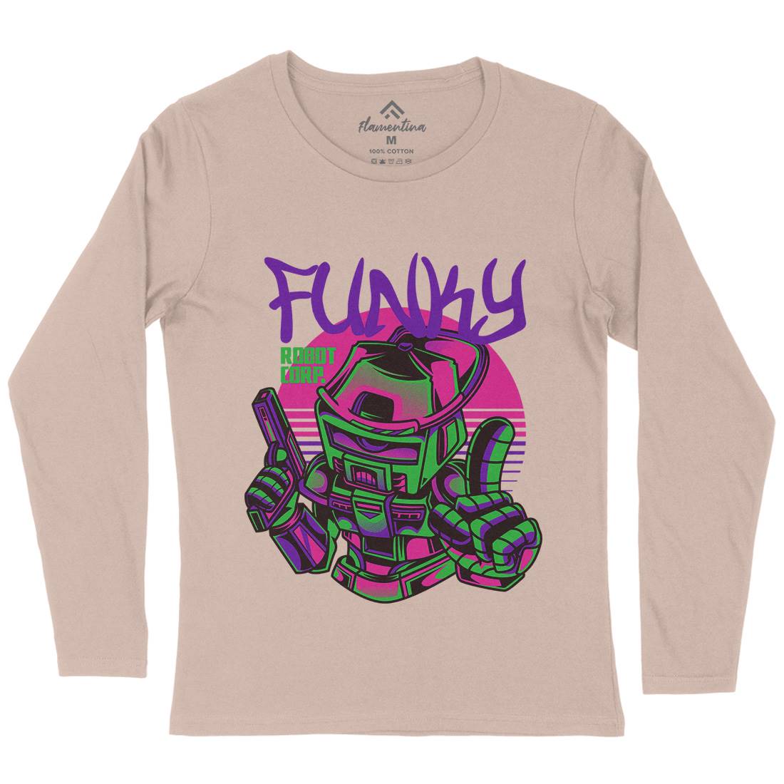 Funky Robot Womens Long Sleeve T-Shirt Space D785