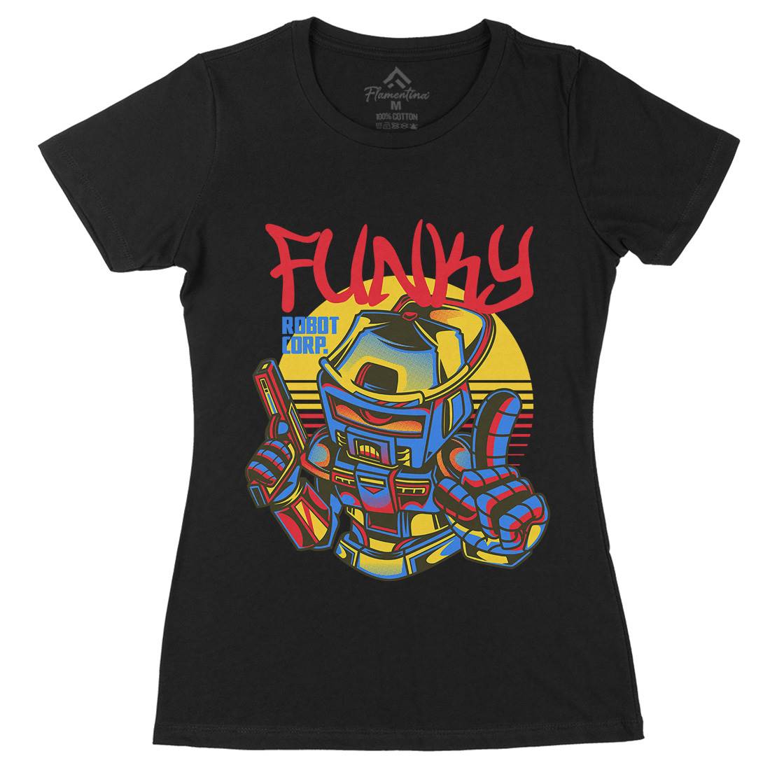 Funky Robot Womens Organic Crew Neck T-Shirt Space D785