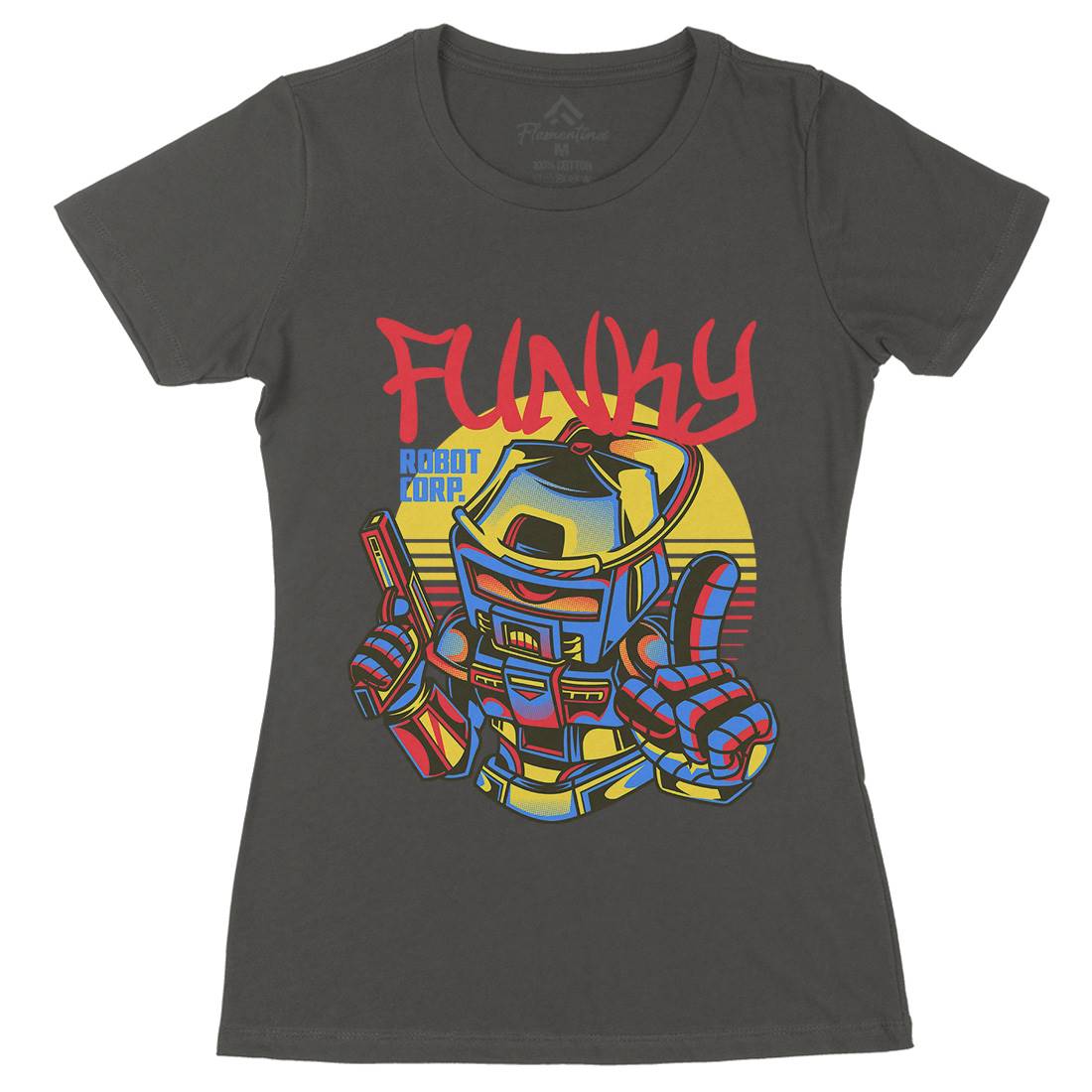 Funky Robot Womens Organic Crew Neck T-Shirt Space D785