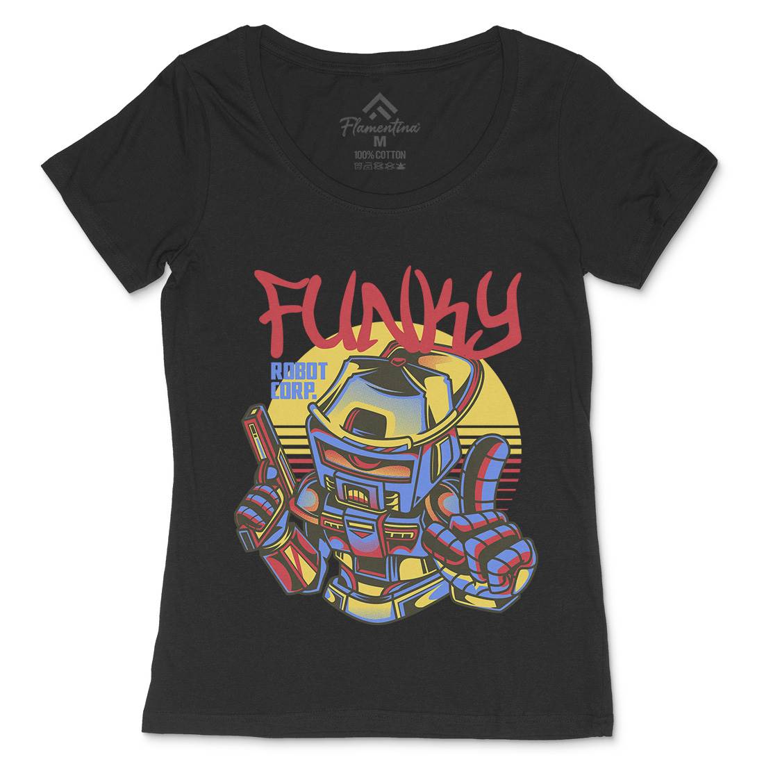 Funky Robot Womens Scoop Neck T-Shirt Space D785
