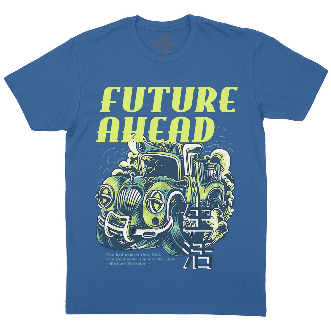 Future Ahead Mens Organic Crew Neck T-Shirt Cars D787