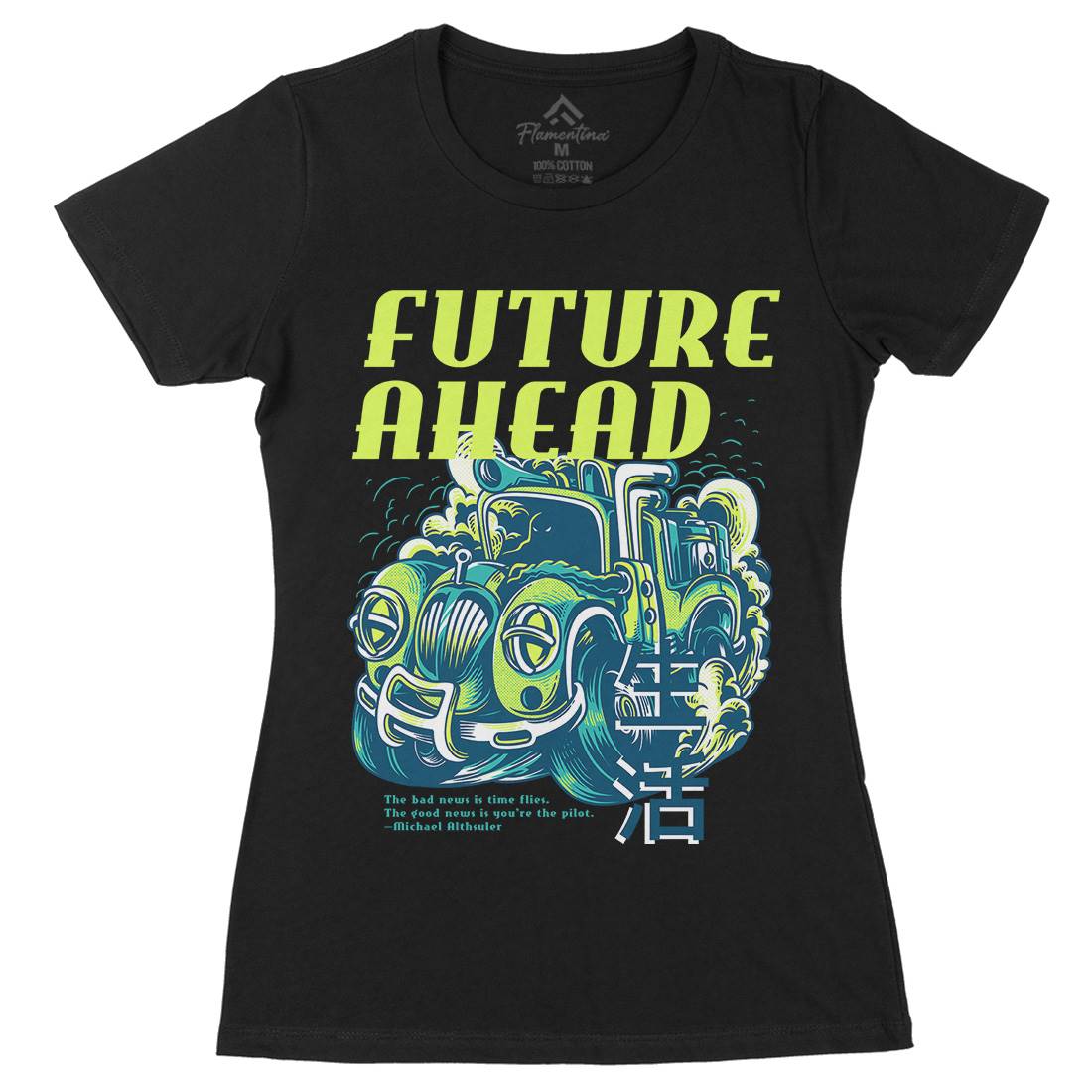 Future Ahead Womens Organic Crew Neck T-Shirt Cars D787