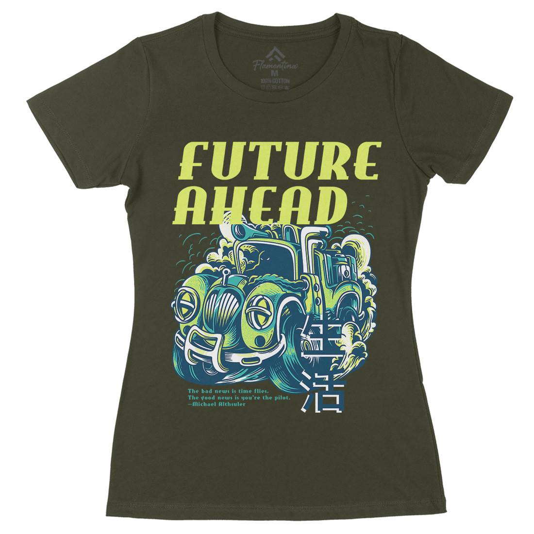 Future Ahead Womens Organic Crew Neck T-Shirt Cars D787