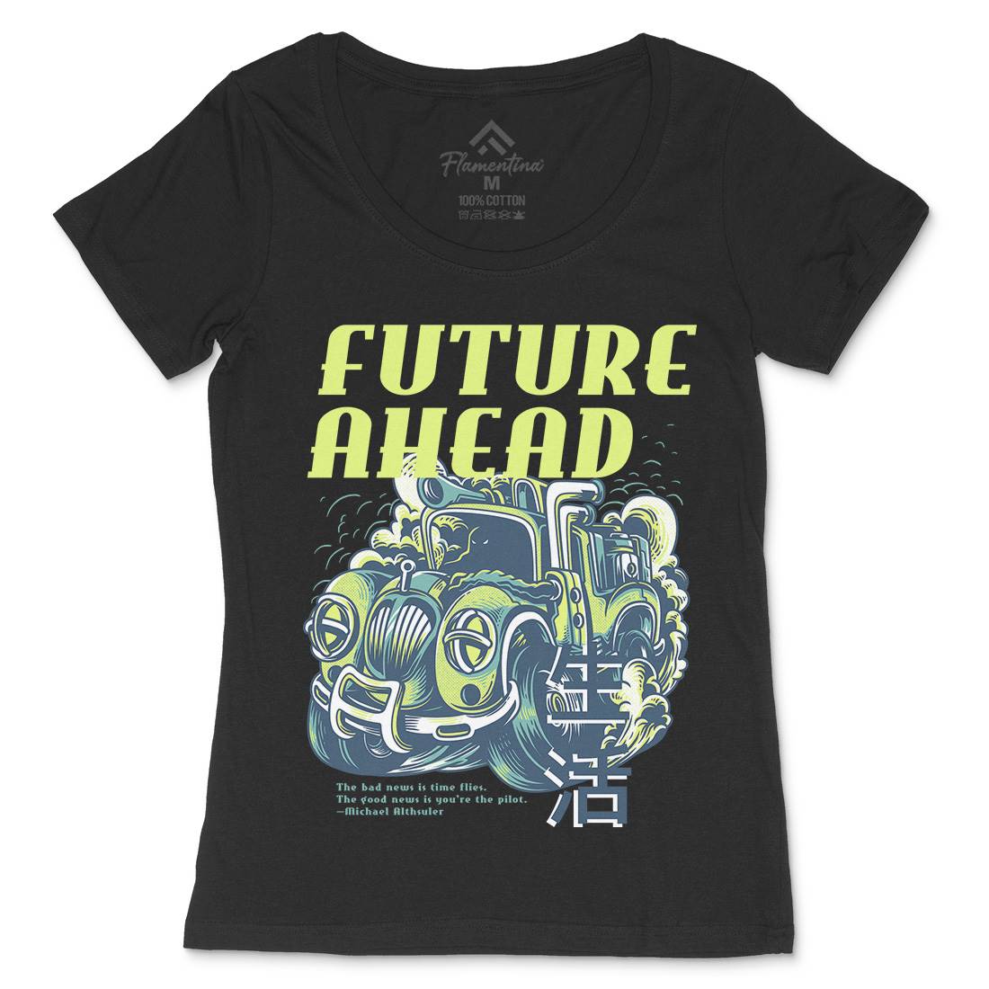 Future Ahead Womens Scoop Neck T-Shirt Cars D787
