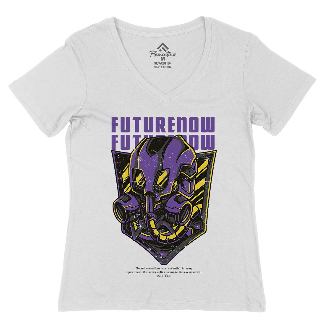 Future Now Womens Organic V-Neck T-Shirt Army D788