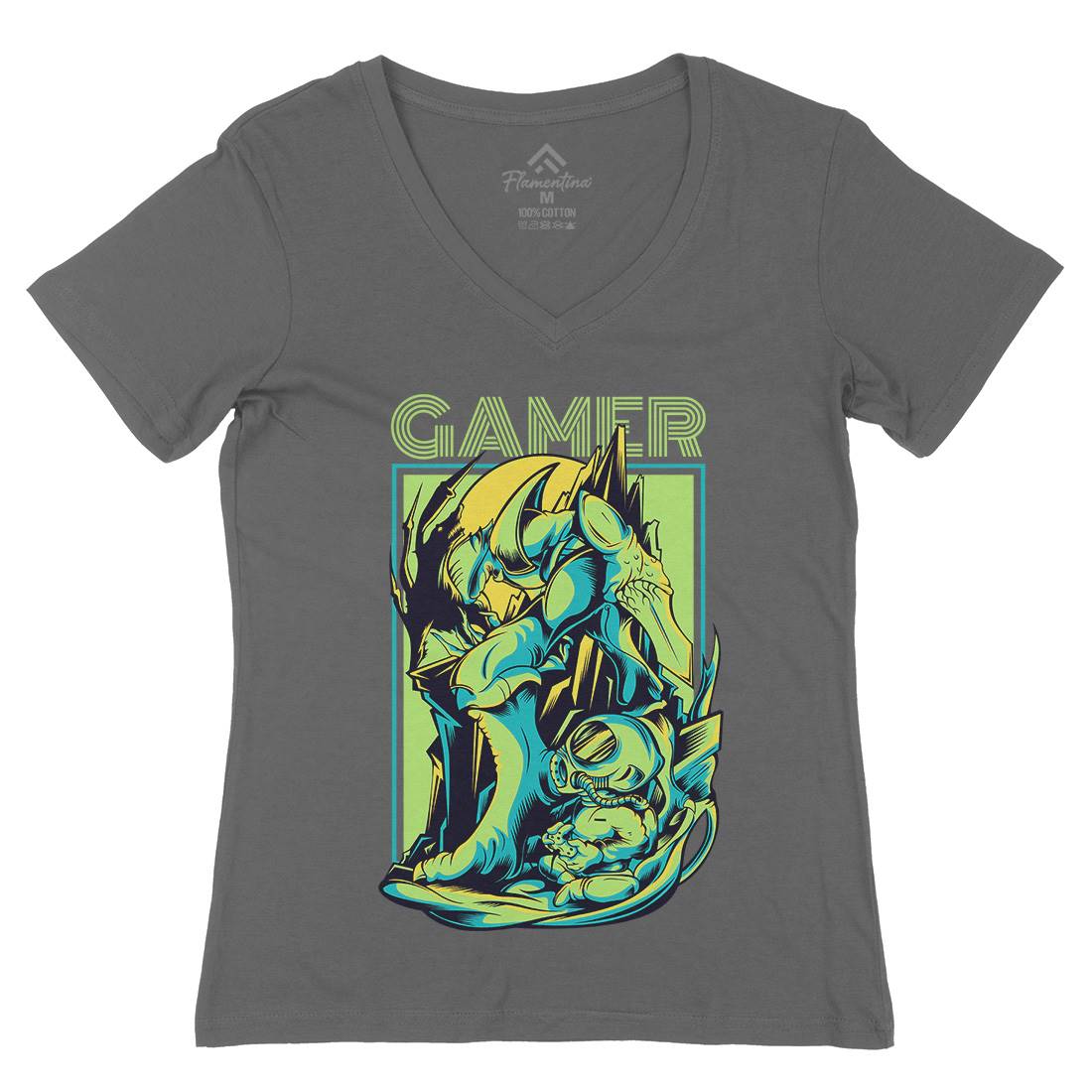 Gamer Womens Organic V-Neck T-Shirt Geek D789
