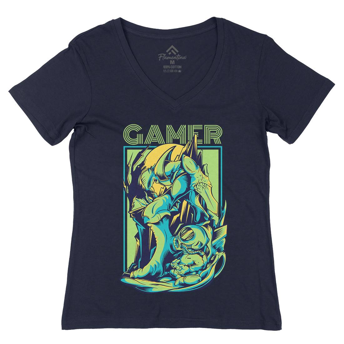 Gamer Womens Organic V-Neck T-Shirt Geek D789