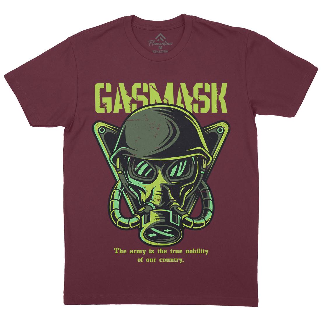 Mask Mens Organic Crew Neck T-Shirt Army D791