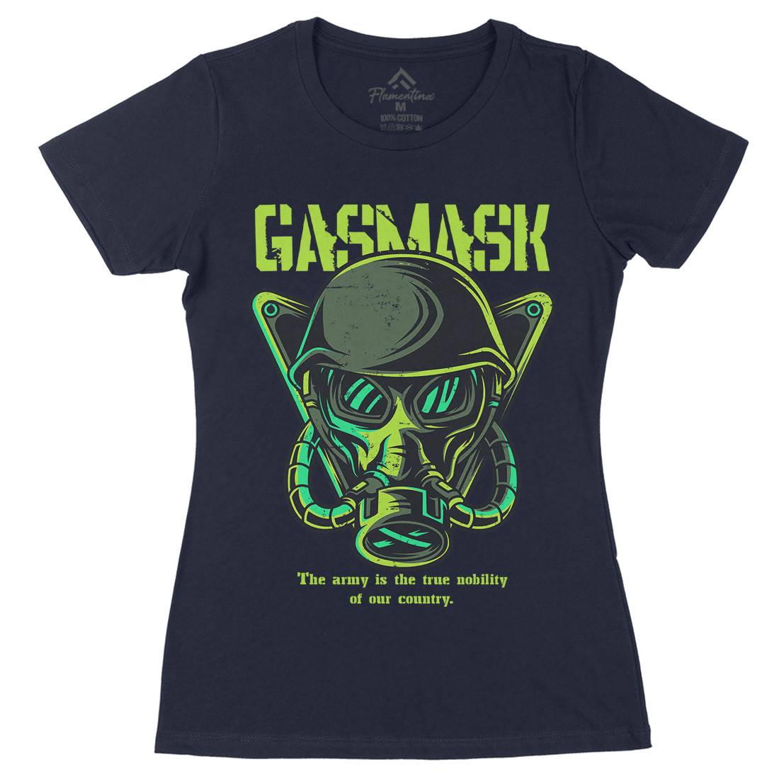 Mask Womens Organic Crew Neck T-Shirt Army D791